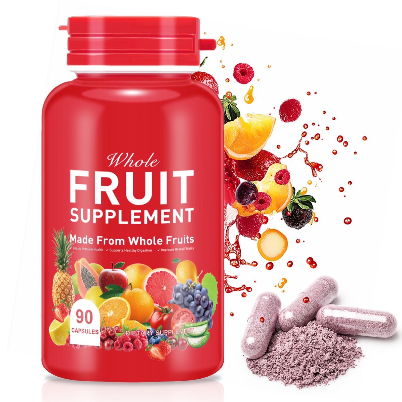 Ruduwu Fruit Capsules - 100% Whole Natural Fruits Supplements - Vitamins Supplement Dietary Nutritional Balance,Whole Food Supplement Ingredients Blended Vitamin & Mineral - dailyvitalstore