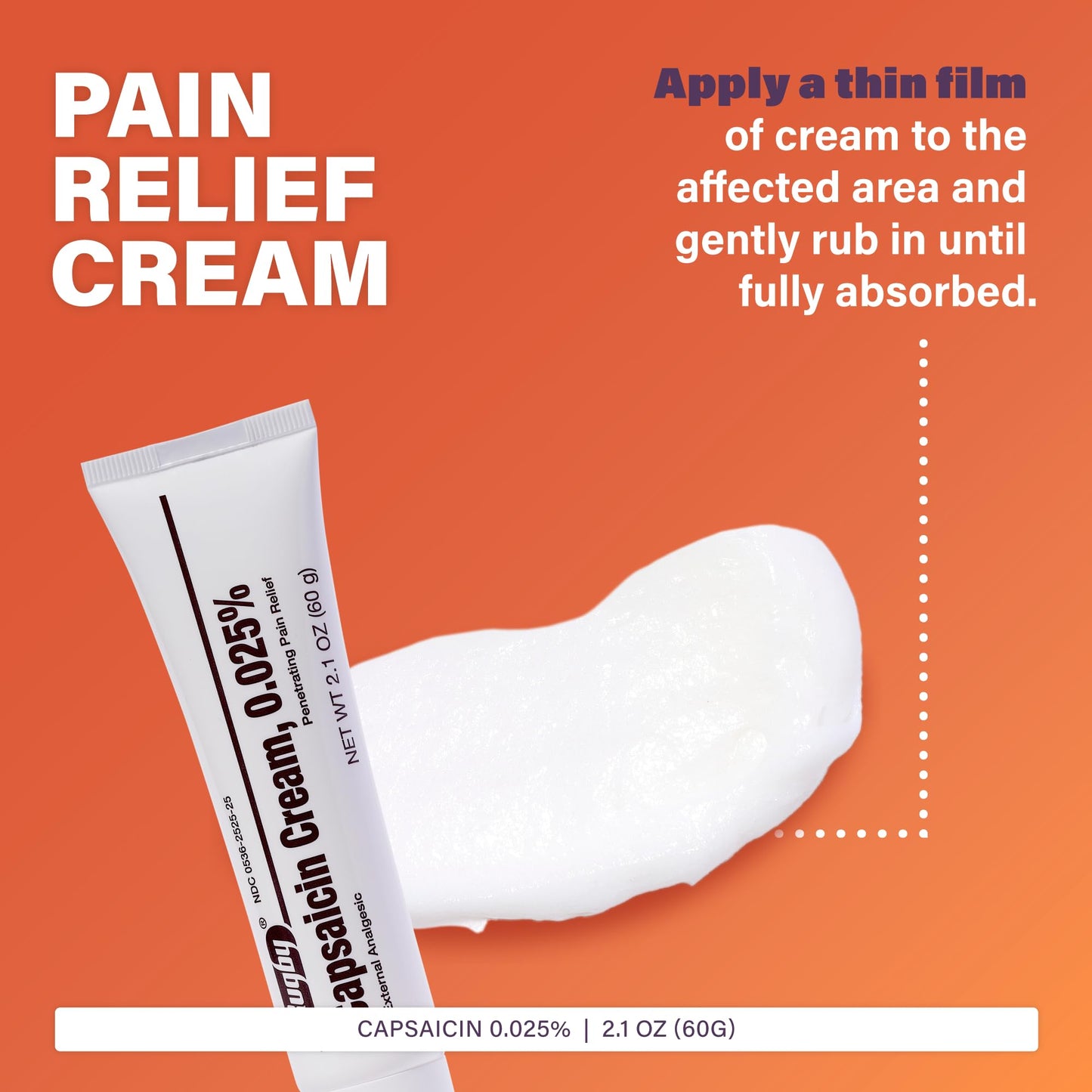 Rugby Capsaicin 0.025% Cream for Penetrating Pain Relief - 2.1 Oz (60g) (6 Pack) - dailyvitalstore