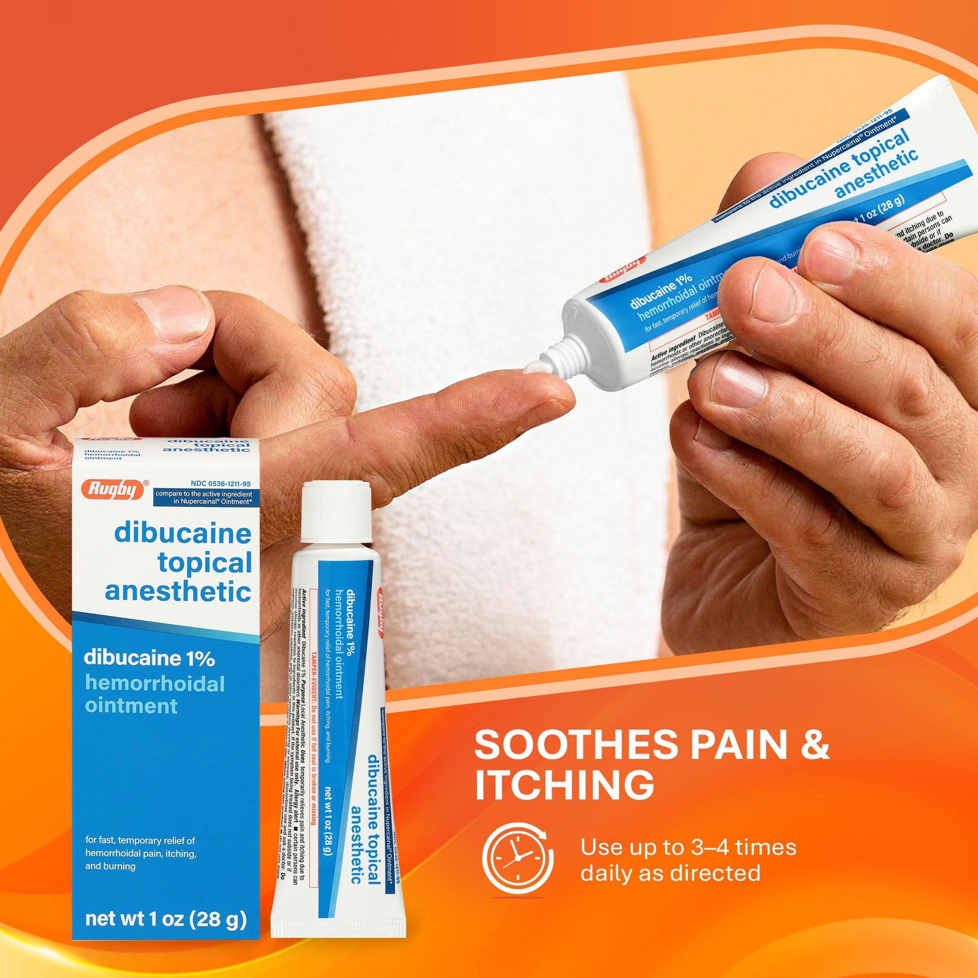 Rugby Dibucaine Topical Anesthetic 1% Hemorrhoid Ointment - Pain Relief Cream for Itching and Burning, Hemorrhoid Treatment, Anti Itch Cream 1 Oz (3 Pack) - dailyvitalstore
