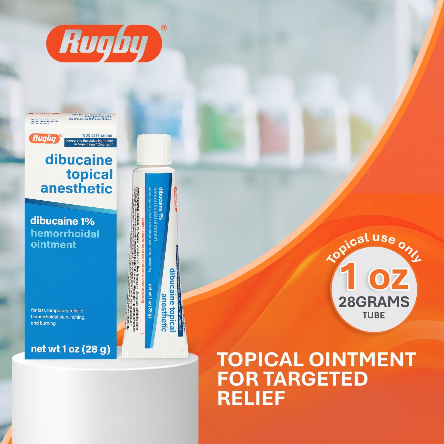 Rugby Dibucaine Topical Anesthetic 1% Hemorrhoid Ointment - Pain Relief Cream for Itching and Burning, Hemorrhoid Treatment, Anti Itch Cream 1 Oz (3 Pack) - dailyvitalstore