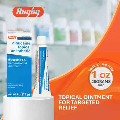 Rugby Dibucaine Topical Anesthetic 1% Hemorrhoid Ointment - Pain Relief Cream for Itching and Burning, Hemorrhoid Treatment, Anti Itch Cream 1 Oz (3 Pack) - dailyvitalstore