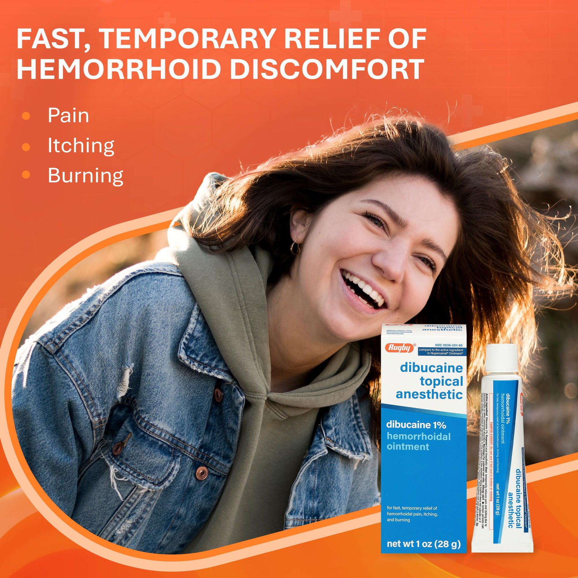 Rugby Dibucaine Topical Anesthetic 1% Hemorrhoid Ointment - Pain Relief Cream for Itching and Burning, Hemorrhoid Treatment, Anti Itch Cream 1 Oz (3 Pack) - dailyvitalstore