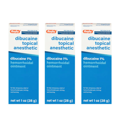 Rugby Dibucaine Topical Anesthetic 1% Hemorrhoid Ointment - Pain Relief Cream for Itching and Burning, Hemorrhoid Treatment, Anti Itch Cream 1 Oz (3 Pack) - dailyvitalstore