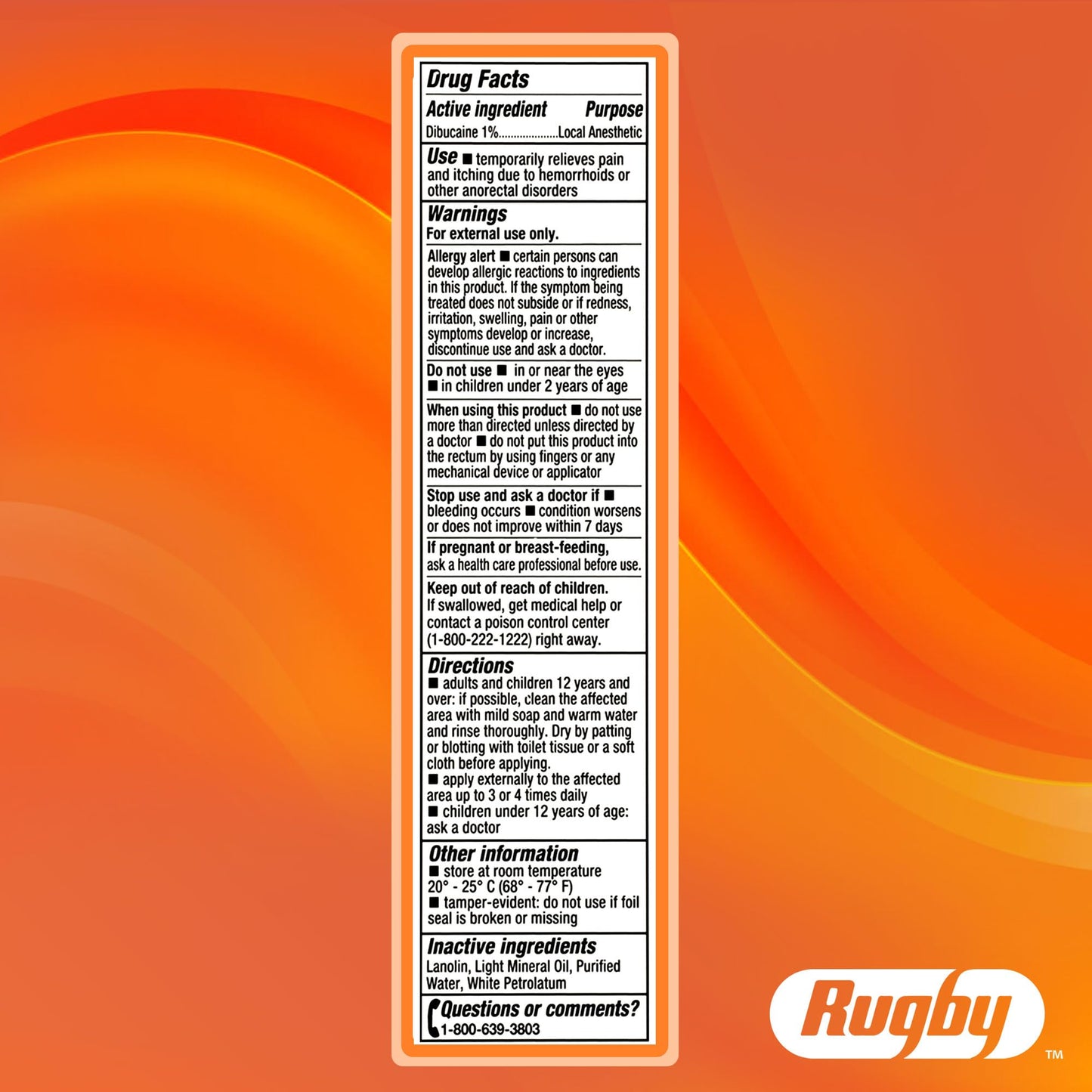 Rugby Dibucaine Topical Anesthetic 1% Hemorrhoid Ointment - Pain Relief Cream for Itching and Burning, Hemorrhoid Treatment, Anti Itch Cream 1 Oz (3 Pack) - dailyvitalstore