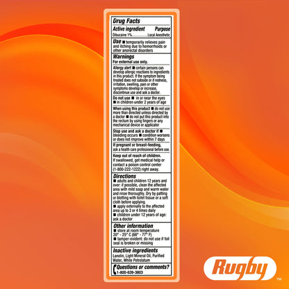 Rugby Dibucaine Topical Anesthetic 1% Hemorrhoid Ointment - Pain Relief Cream for Itching and Burning, Hemorrhoid Treatment, Anti Itch Cream 1 Oz (3 Pack) - dailyvitalstore