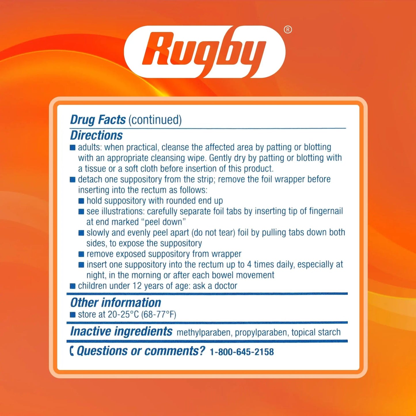 Rugby Hemorrhoidal Suppositories - Soothing and Shrinking Action for Internal Hemorrhoids with Cocoa Butter and Phenylephrine HCl, Easy Open Design - 12 Count - dailyvitalstore