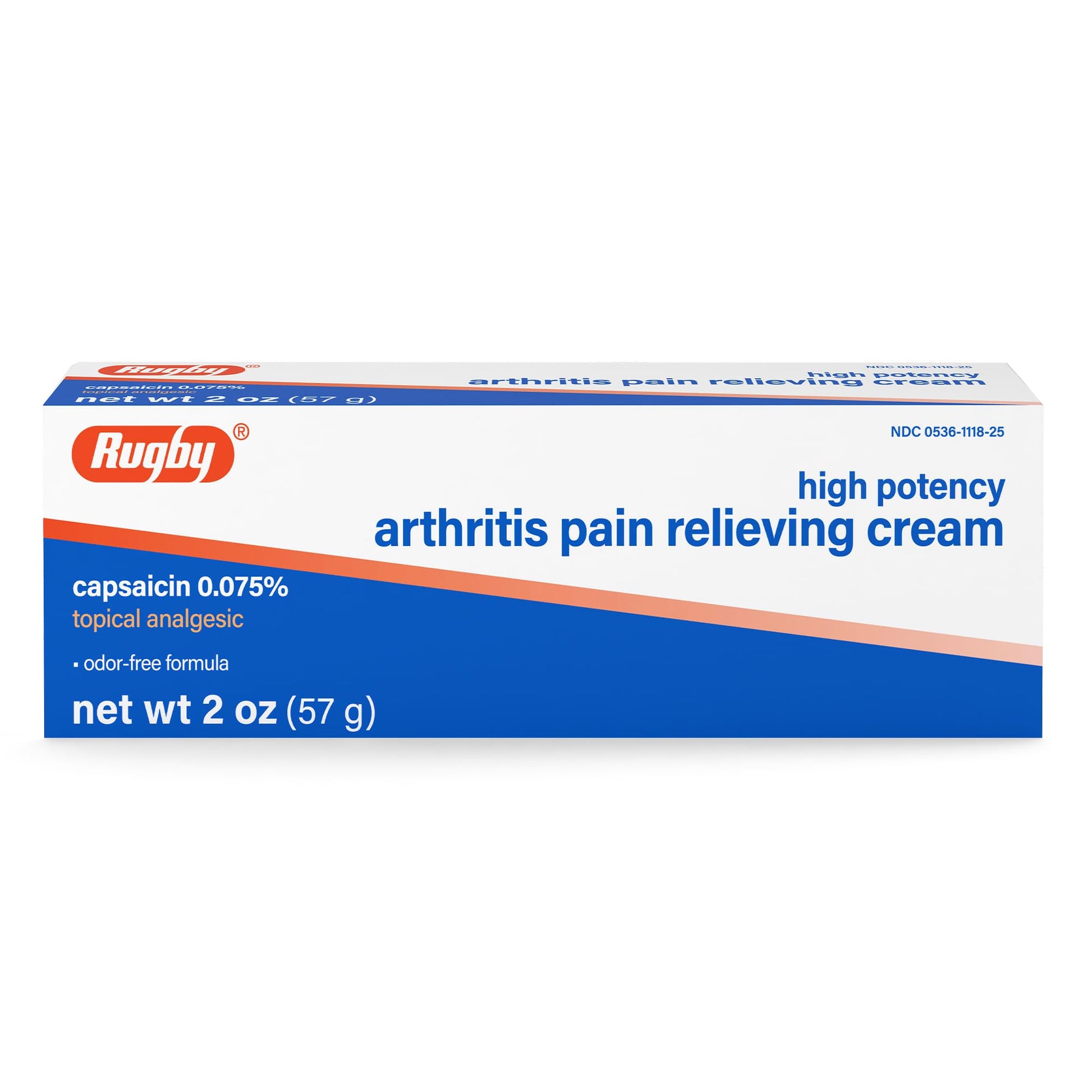 Rugby High Potency Capsaicin 0.075% Cream - Pain Relief Cream for Arthritis - 2 Oz (57g), (1 Pack) - dailyvitalstore