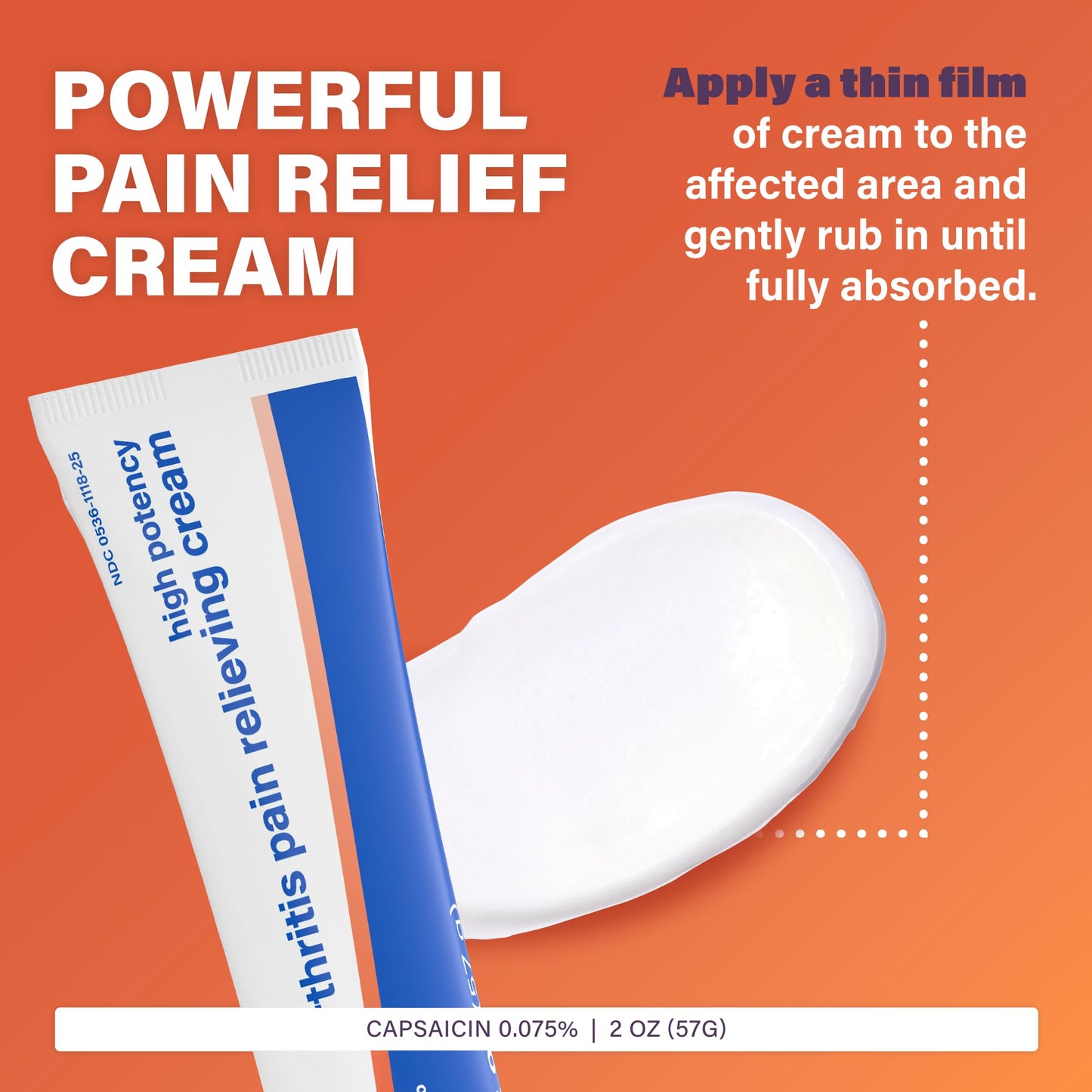 Rugby High Potency Capsaicin 0.075% Cream - Pain Relief Cream for Arthritis - 2 Oz (57g), (1 Pack) - dailyvitalstore