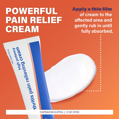 Rugby High Potency Capsaicin 0.075% Cream - Pain Relief Cream for Arthritis - 2 Oz (57g), (1 Pack) - dailyvitalstore