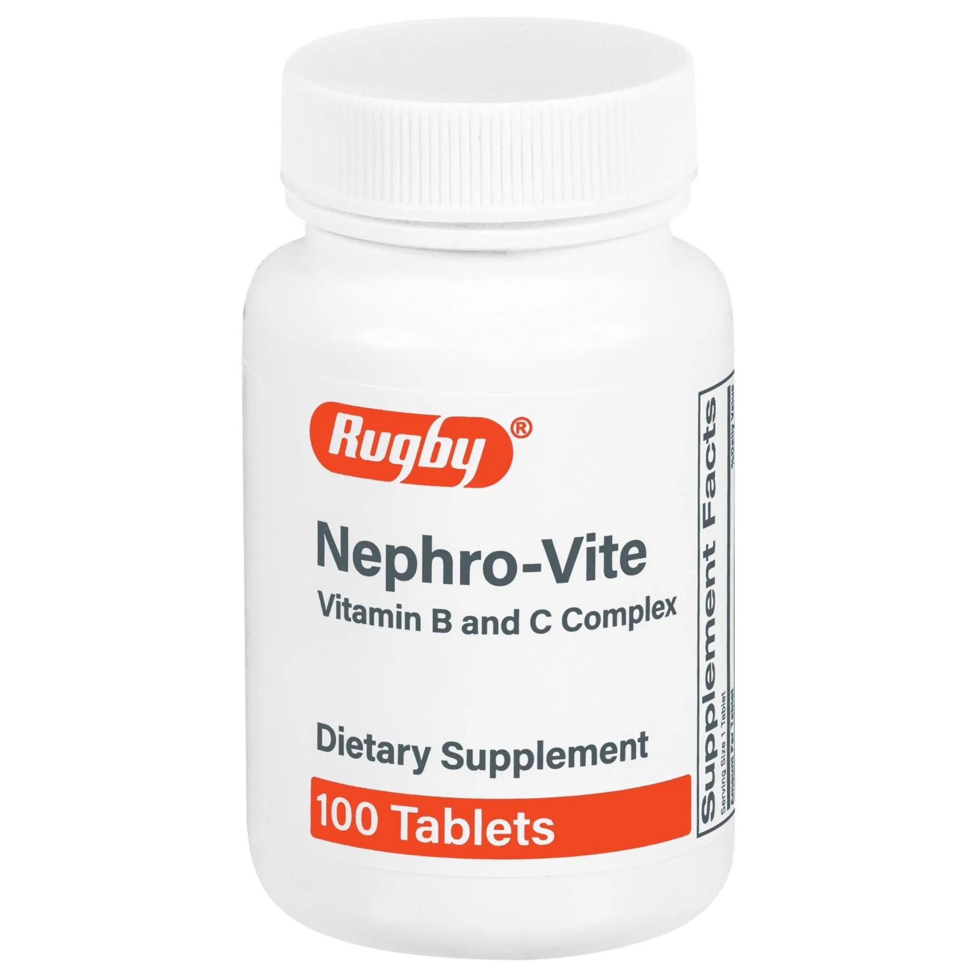 Rugby Nephro-Vite Vitamin B and C Complex Tablets - Dietary Supplement - 100 Count (1 Pack) - dailyvitalstore