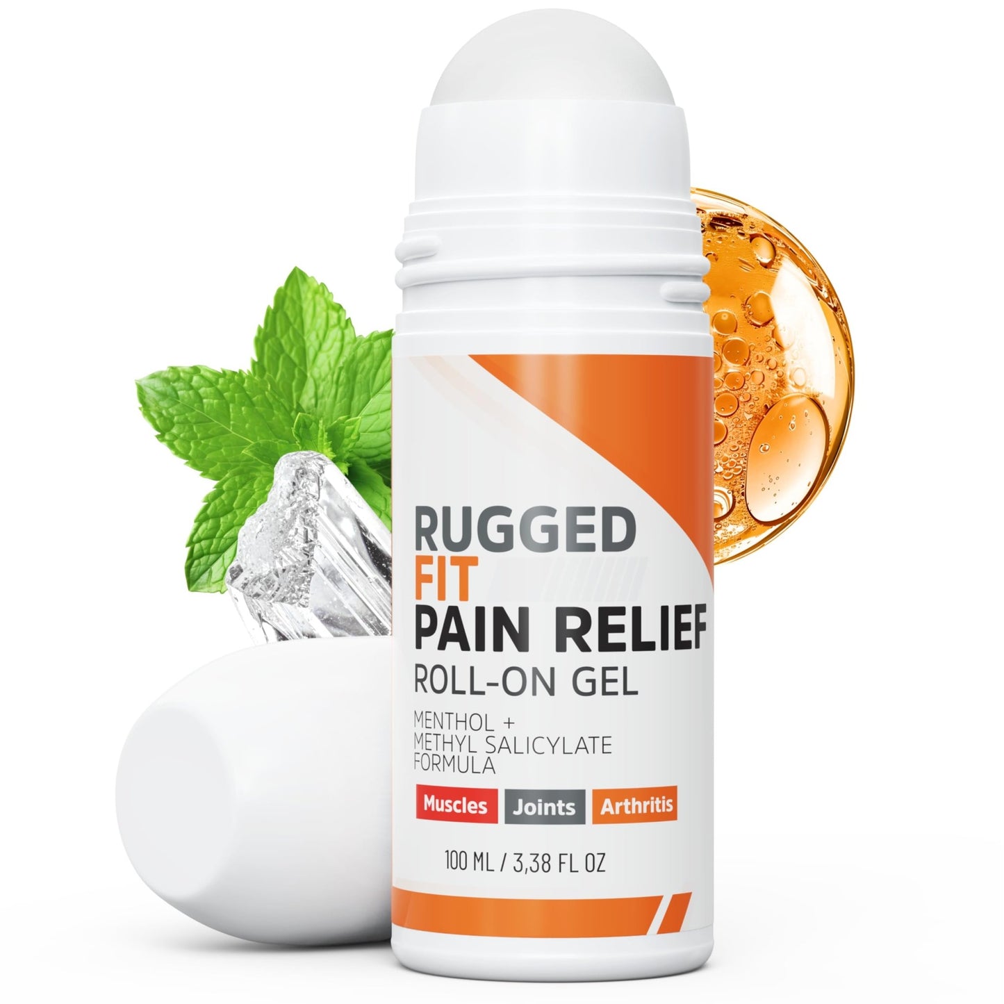 Rugged Fit Max-Strength Pain Relief Roll-On Gel – Cold & Hot Therapy with Menthol 2% + Methyl Salicylate 10% – Fast-Absorbing, Non-Greasy for Back, Arthritis, Muscle & Joint Pain – 3.38 fl oz - dailyvitalstore