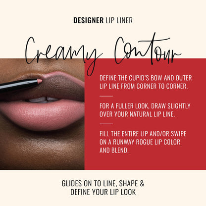 Runway Rogue Designer Liner Lip Pencil, Matte Cool Berry-Rose Lip Liner Pencil and Lip Liner Sharpener, ‘Camera Ready’ - dailyvitalstore