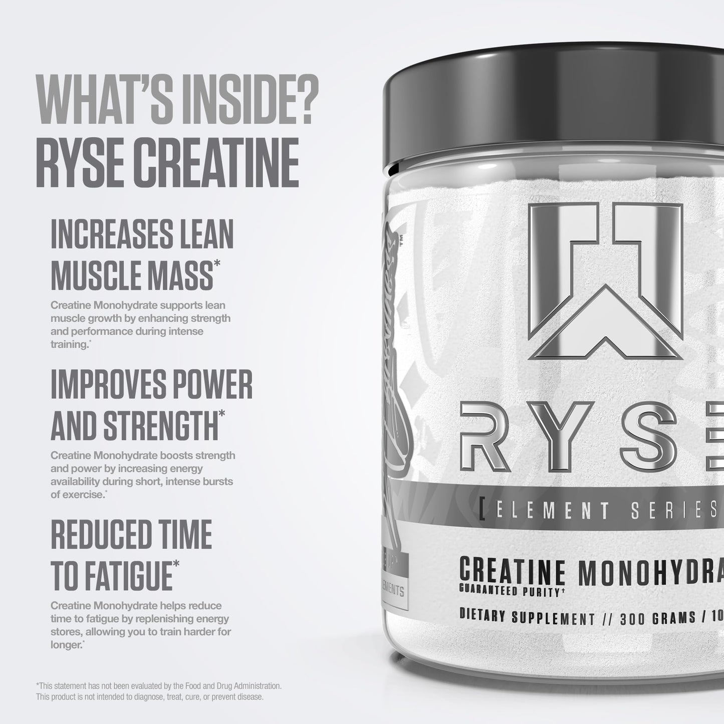 RYSE Creatine Monohydrate Powder - Unflavored - Supports Men & Women Lean Muscle Growth, Strength, Power, and Endurance - Helps Reduce Fatigue - dailyvitalstore