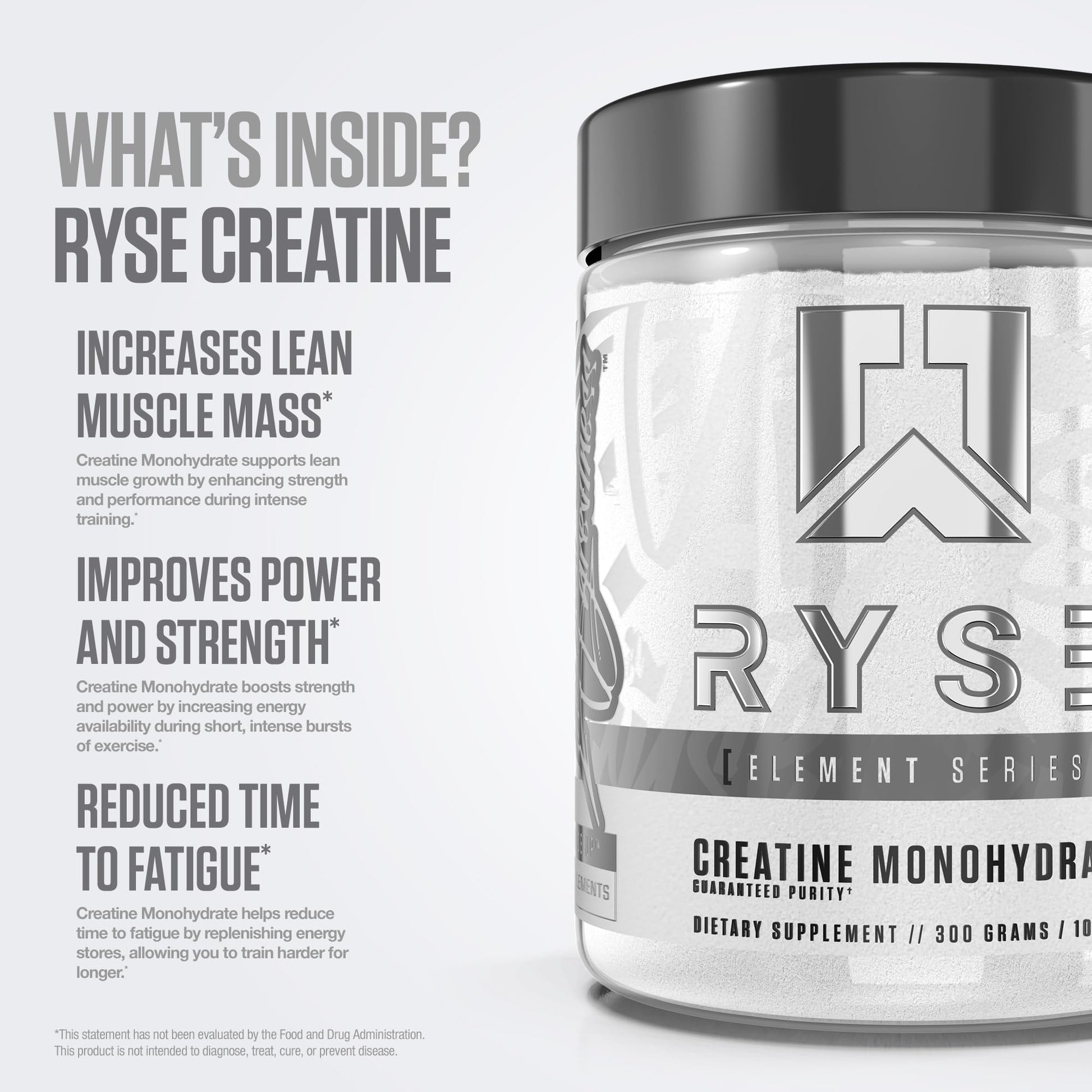 RYSE Creatine Monohydrate Powder - Unflavored - Supports Men & Women Lean Muscle Growth, Strength, Power, and Endurance - Helps Reduce Fatigue - dailyvitalstore