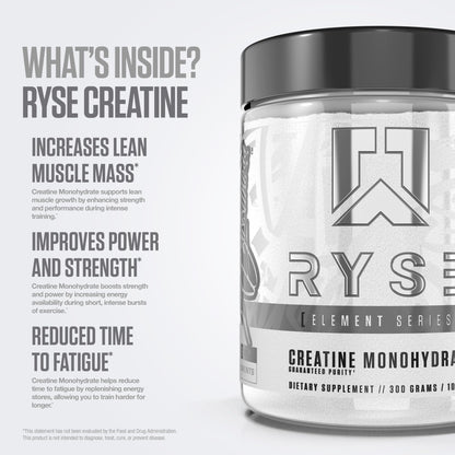 RYSE Creatine Monohydrate Powder - Unflavored - Supports Men & Women Lean Muscle Growth, Strength, Power, and Endurance - Helps Reduce Fatigue - dailyvitalstore