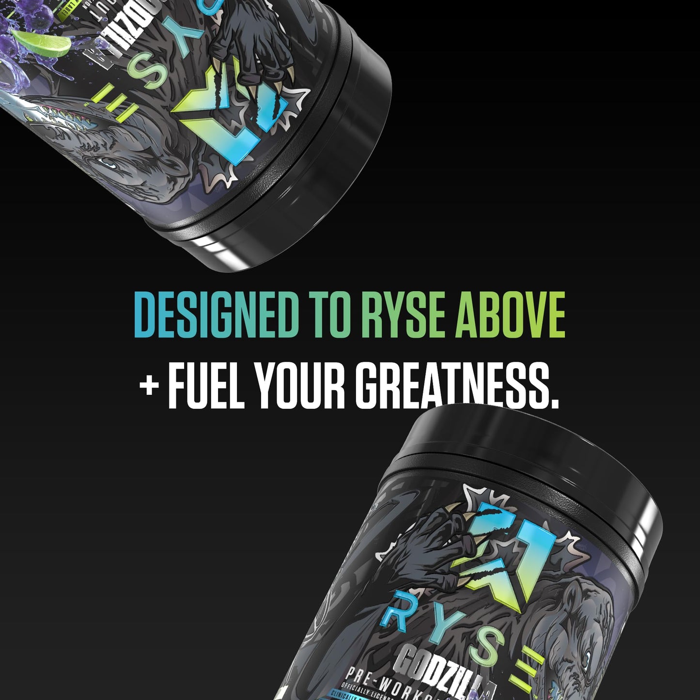 RYSE Godzilla X Noel Deyzel Pre Workout Powder - Monsterberry Lime - 400mg Caffeine, High Stim Pre-Workout for Men & Women with Citrulline & Beta Alanine - Energy, Pump & Focus - 20/40 Servings - dailyvitalstore