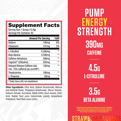 RYSE Loaded Pre Workout Powder - Strawberry Squeeze - Daily Pre-Workout for Men & Women with 390mg Caffeine, Beta Alanine, and Citrulline for Pump - dailyvitalstore