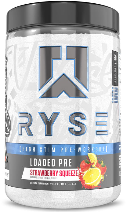 RYSE Loaded Pre Workout Powder - Strawberry Squeeze - Daily Pre-Workout for Men & Women with 390mg Caffeine, Beta Alanine, and Citrulline for Pump - dailyvitalstore