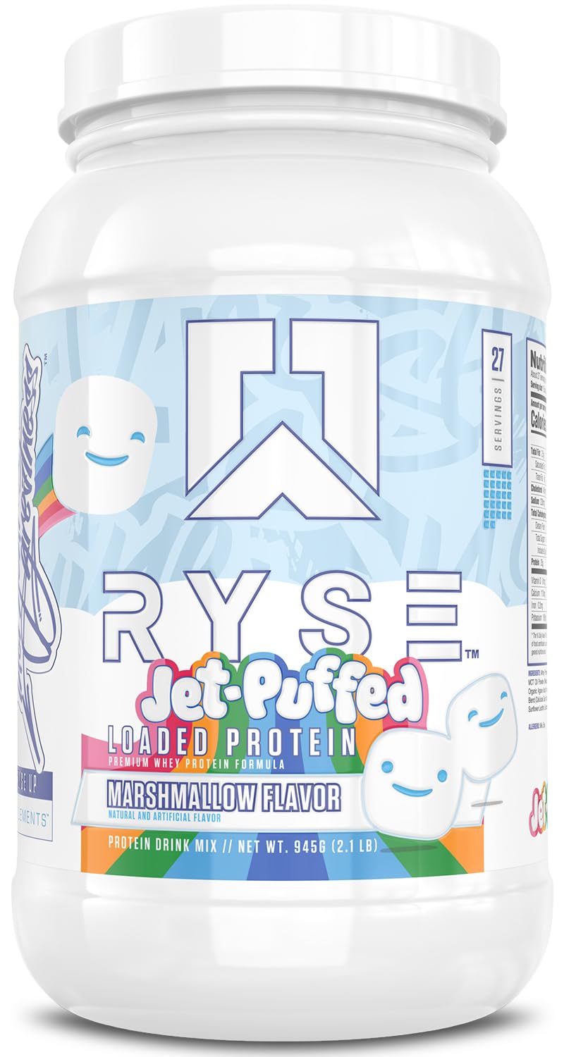 RYSE Loaded Protein Powder - Jet-Puffed Marshmallow - 25g Whey Protein Isolate & Concentrate with Prebiotic Fiber & MCTs - Low Carb, Low Sugar, Digestive-Friendly - 27 Servings / 2 lb Tub - dailyvitalstore