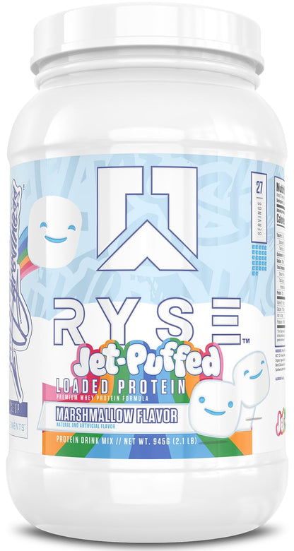 RYSE Loaded Protein Powder - Jet-Puffed Marshmallow - 25g Whey Protein Isolate & Concentrate with Prebiotic Fiber & MCTs - Low Carb, Low Sugar, Digestive-Friendly - 27 Servings / 2 lb Tub - dailyvitalstore
