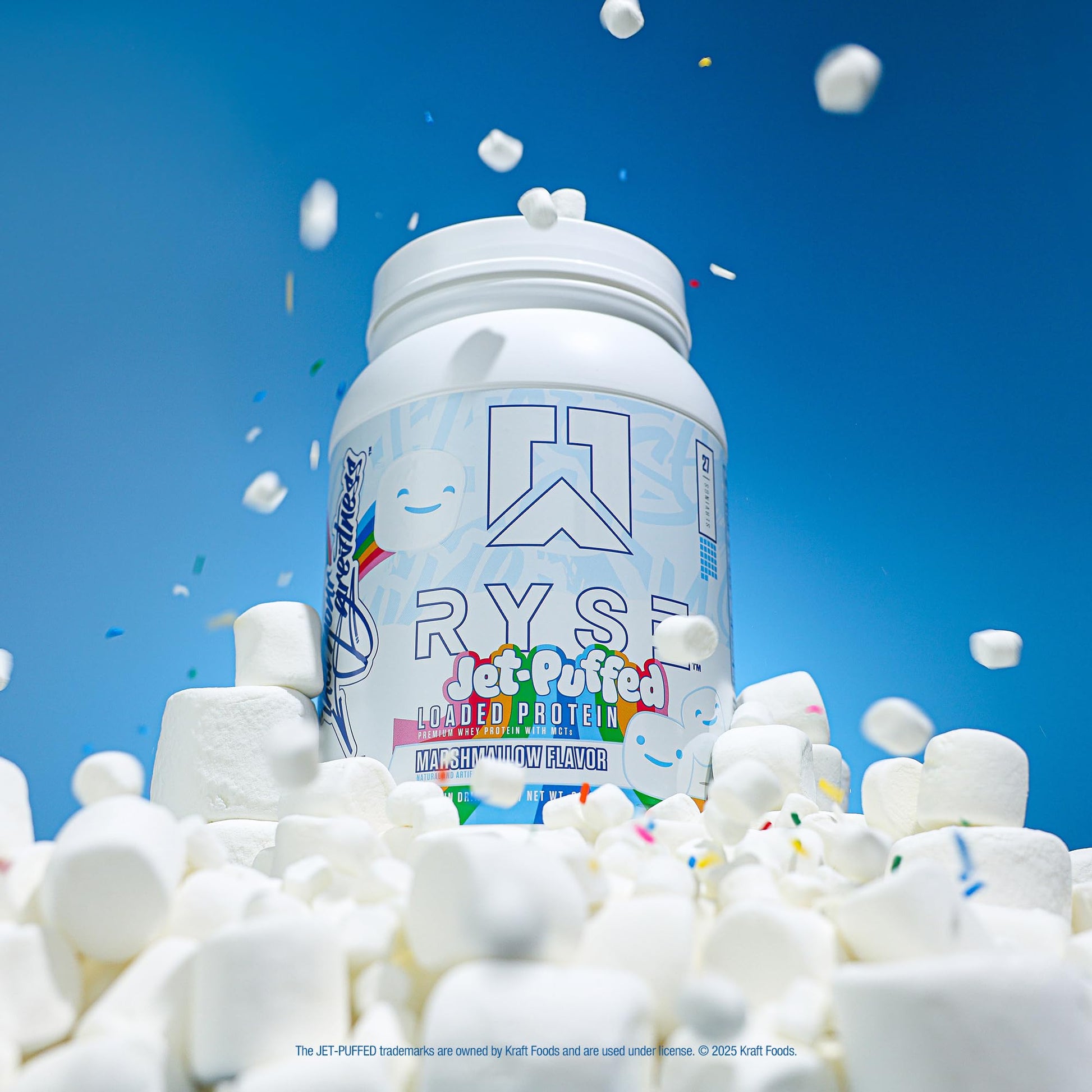 RYSE Loaded Protein Powder - Jet-Puffed Marshmallow - 25g Whey Protein Isolate & Concentrate with Prebiotic Fiber & MCTs - Low Carb, Low Sugar, Digestive-Friendly - 27 Servings / 2 lb Tub - dailyvitalstore