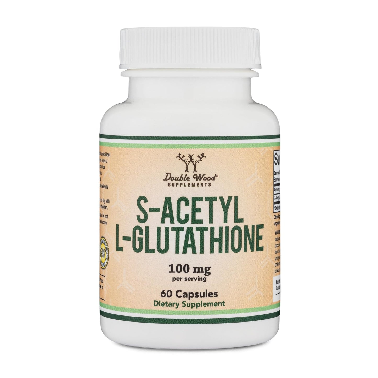 S-Acetyl L-Glutathione Capsules - 100mg, 60 Count (Acetylated Glutathione Antioxidant - More Absorbable Than Glutathione and Liposomal Glutathione, Non-GMO and Gluten Free) by Double Wood - dailyvitalstore