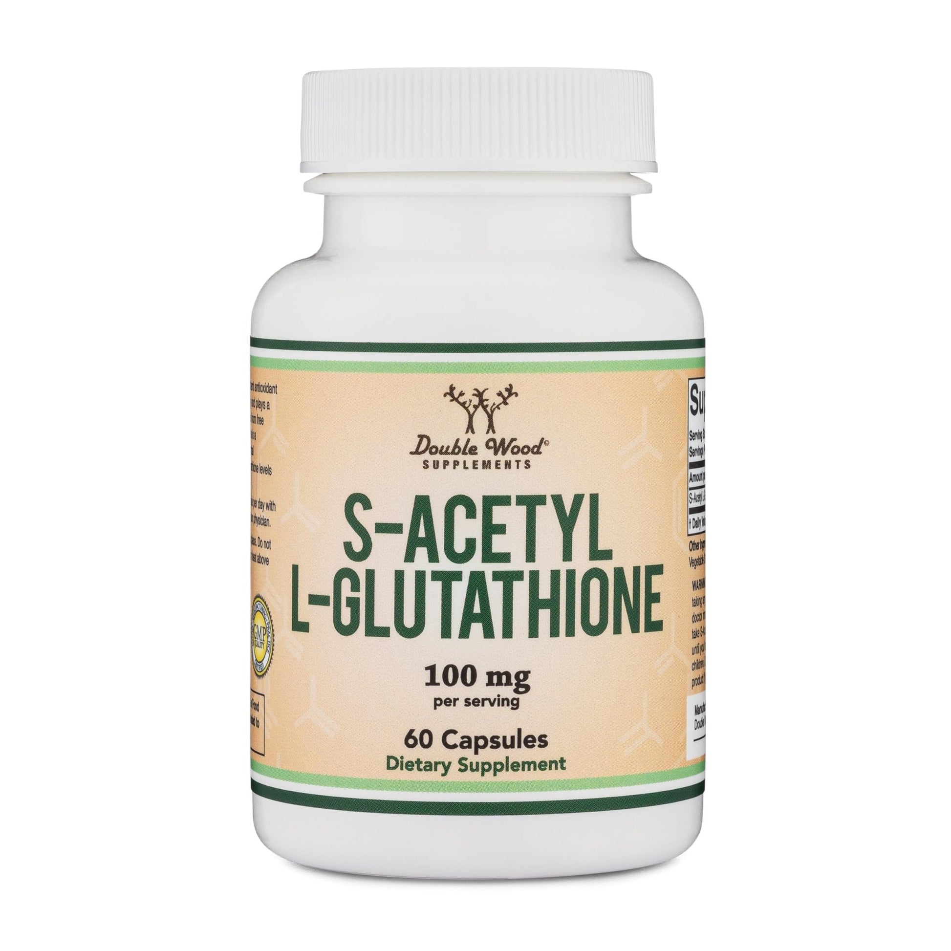 S-Acetyl L-Glutathione Capsules - 100mg, 60 Count (Acetylated Glutathione Antioxidant - More Absorbable Than Glutathione and Liposomal Glutathione, Non-GMO and Gluten Free) by Double Wood - dailyvitalstore