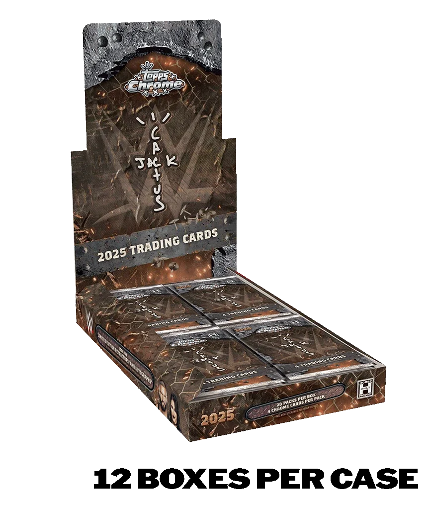 2025 TOPPS CHROME WWE x CACTUS JACK 12-BOX HOBBY CASE Wrestling Brand New Sealed