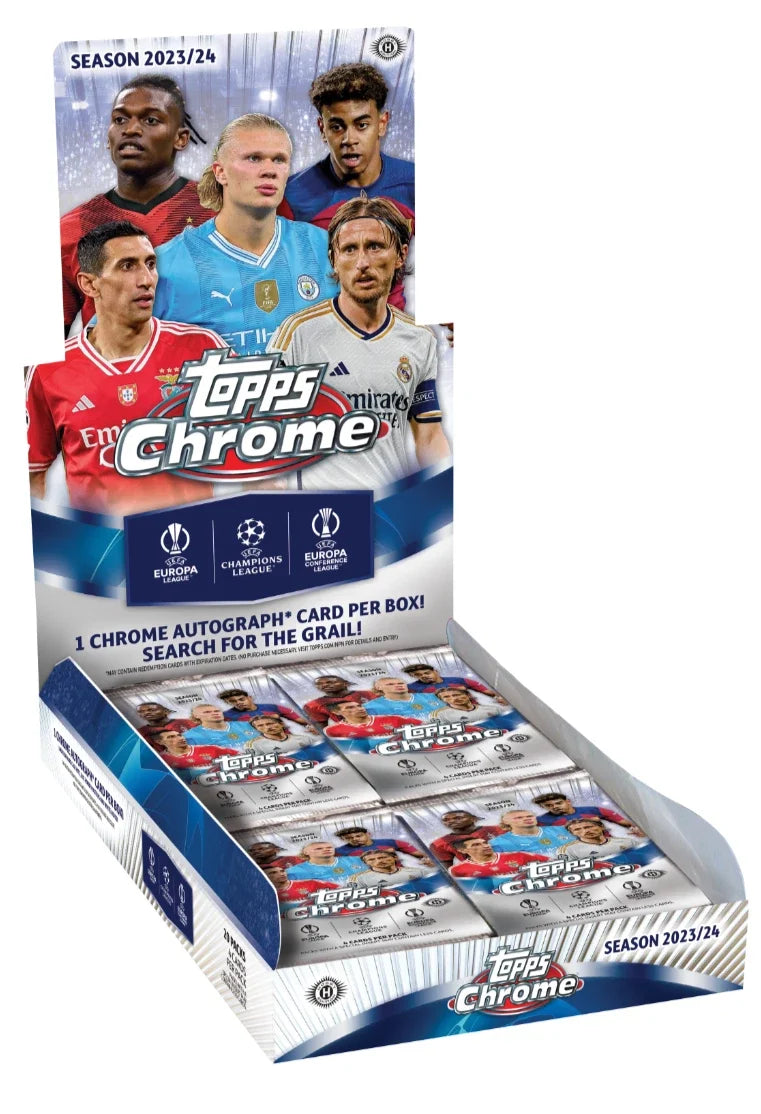 2023-24 TOPPS CHROME UEFA Club Competitions HOBBY BOX (1 AUTO) UCC Soccer New