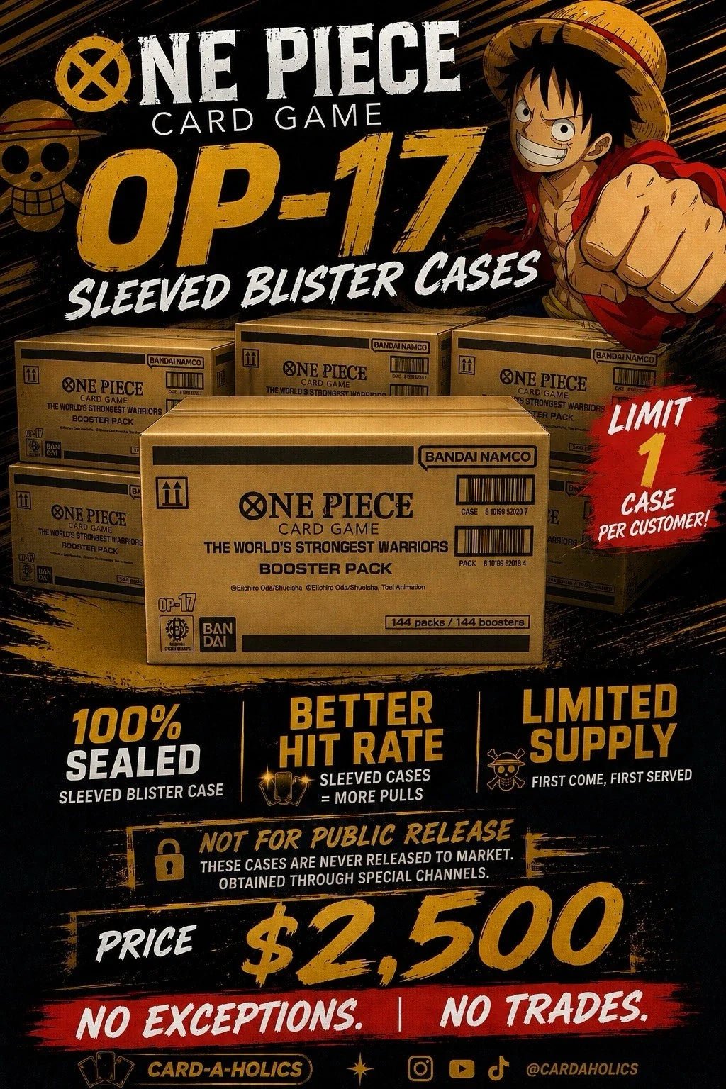 Bandai Namco One Piece Card Game OP-17 World's Strongest Warriors Case 144 Packs