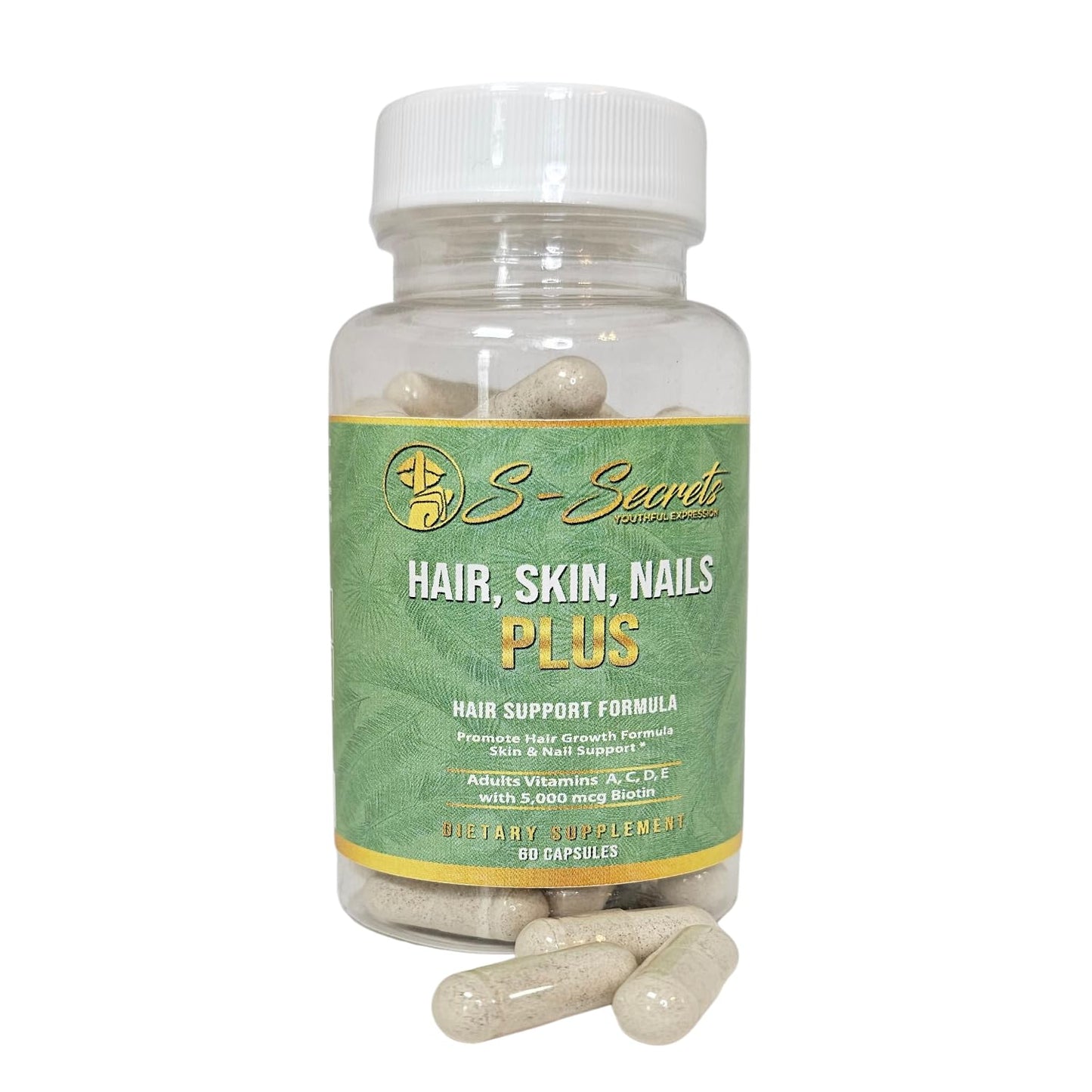 S-Secrets Hair, Skin & Nails Vitamin – Non-GMO Multivitamin for Hair, Skin & Nails | Biotin 5,000 mcg per Serving | 30-Day Supply (60 Capsule) - dailyvitalstore