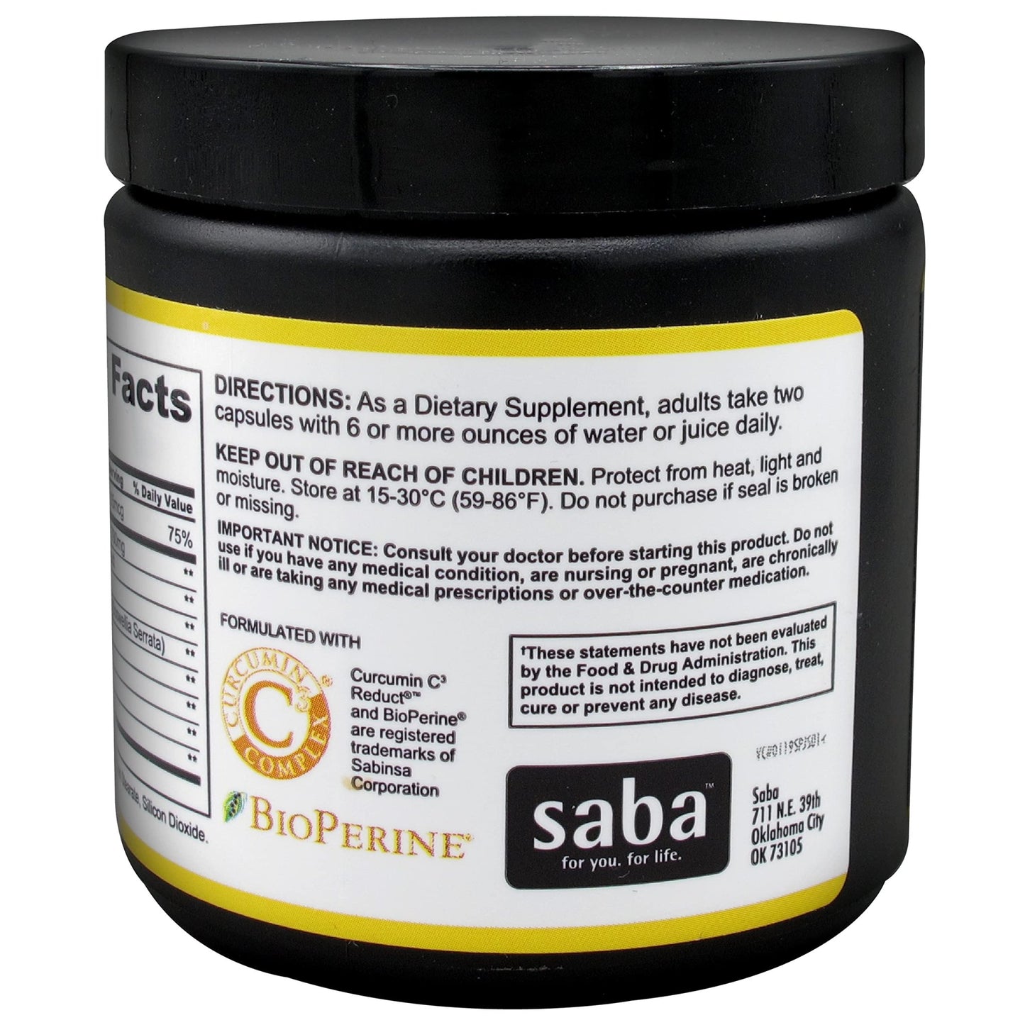 Saba Platinum Joint Support – High Absorption Curcumin C3 Reduct & Boswellia – Fast Acting Turmeric Supplement for Joint Pain Relief, Mobility & Healthy Inflammation Response – 60 Vegan Capsules - dailyvitalstore