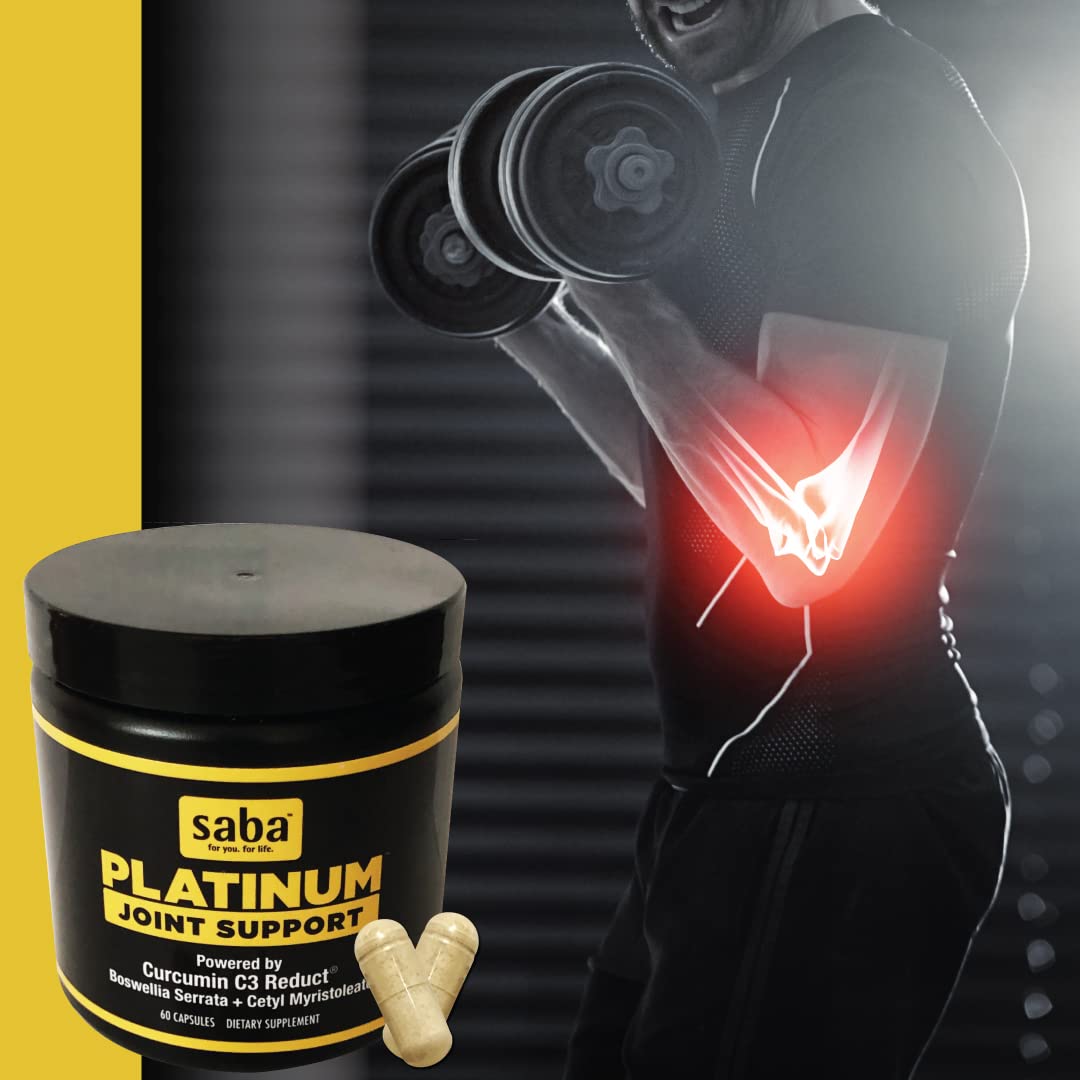 Saba Platinum Joint Support – High Absorption Curcumin C3 Reduct & Boswellia – Fast Acting Turmeric Supplement for Joint Pain Relief, Mobility & Healthy Inflammation Response – 60 Vegan Capsules - dailyvitalstore
