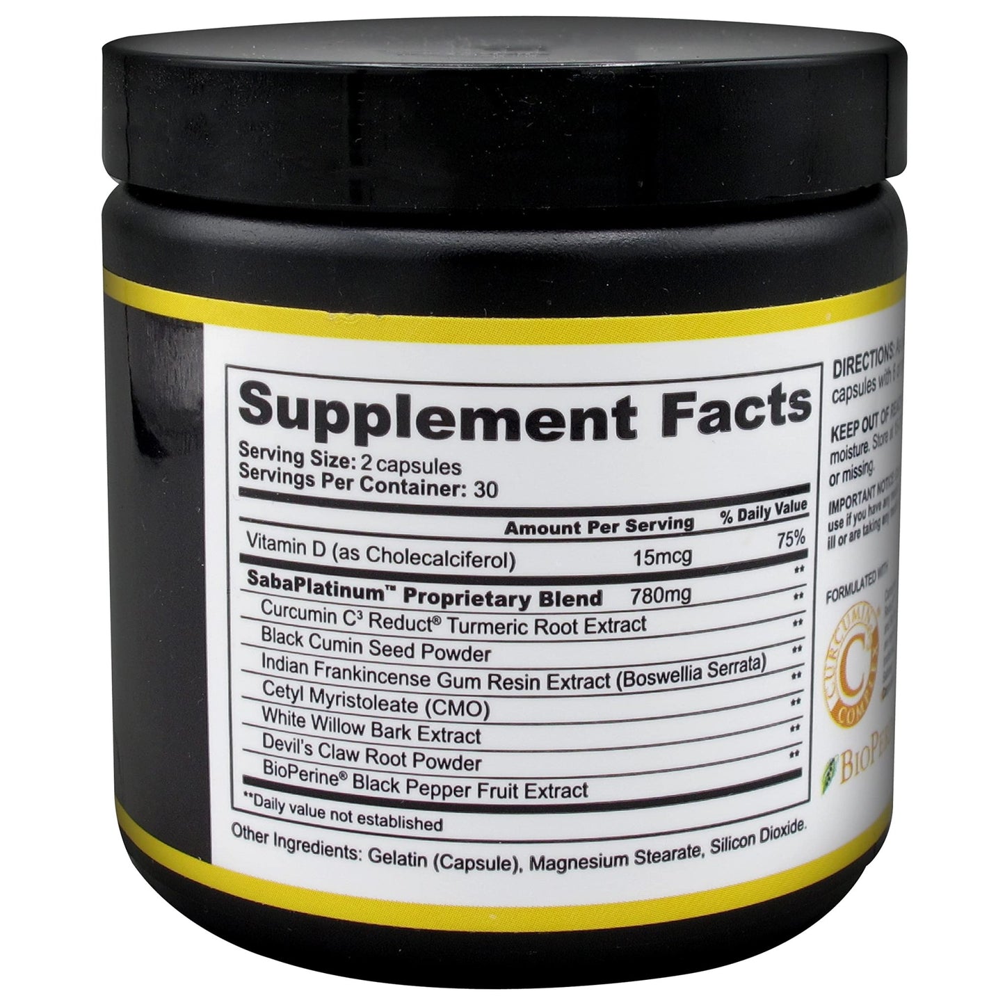 Saba Platinum Joint Support – High Absorption Curcumin C3 Reduct & Boswellia – Fast Acting Turmeric Supplement for Joint Pain Relief, Mobility & Healthy Inflammation Response – 60 Vegan Capsules - dailyvitalstore