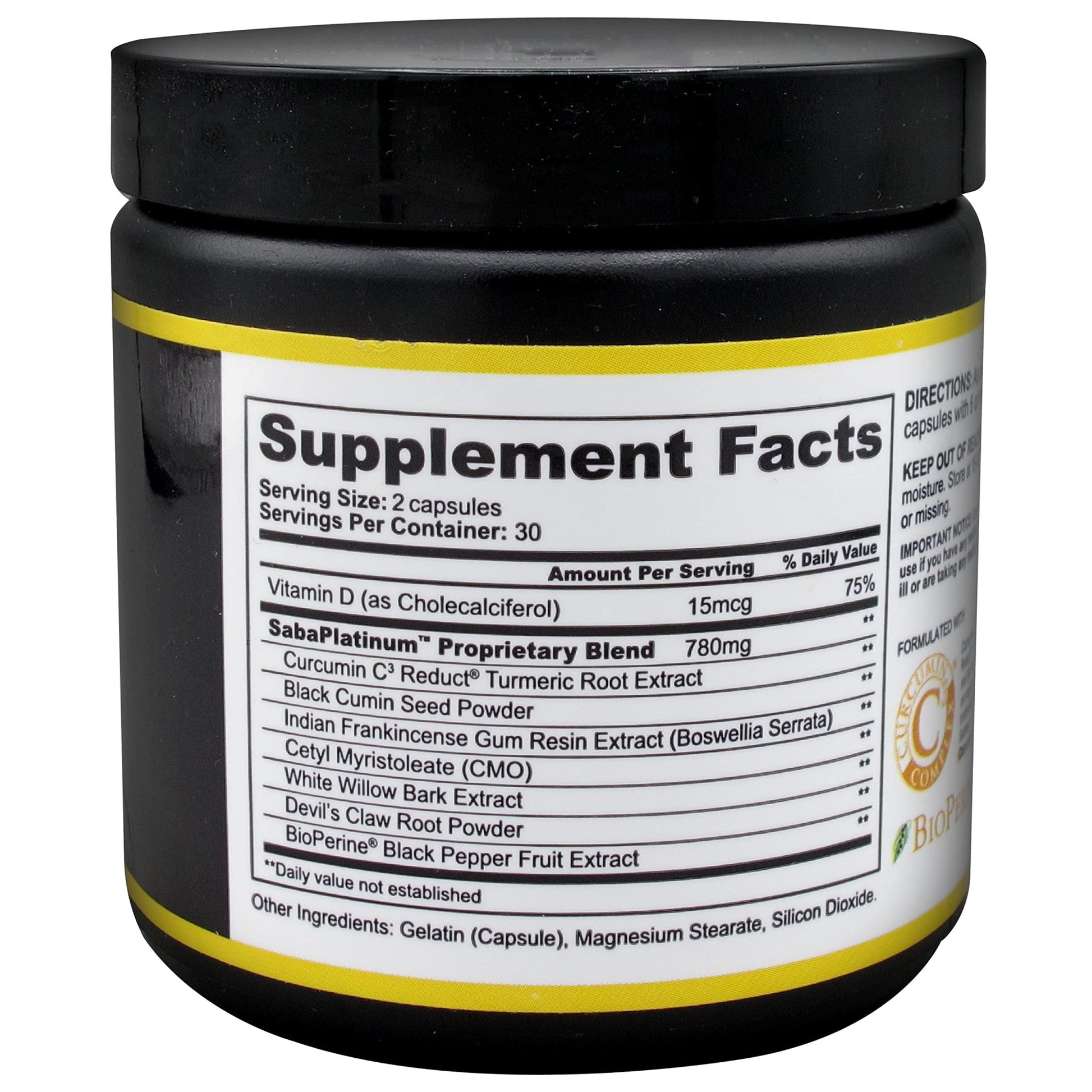 Saba Platinum Joint Support – High Absorption Curcumin C3 Reduct & Boswellia – Fast Acting Turmeric Supplement for Joint Pain Relief, Mobility & Healthy Inflammation Response – 60 Vegan Capsules - dailyvitalstore