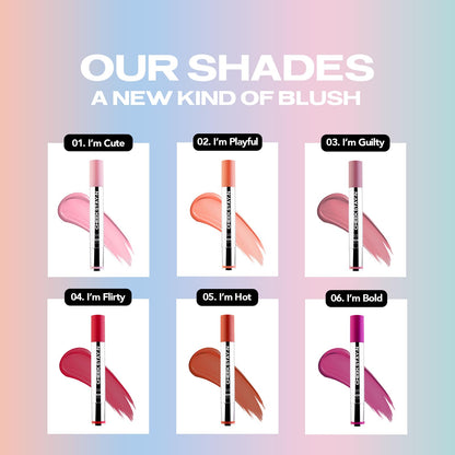 Sacheu Cheek STAY-N Liquid Blush for Cheeks — High Pigment, Buildable, Lightweight Cream Blush for Dewy & Radiant Flushed Cheeks — Long-lasting & Cruelty Free, I'm Playful - dailyvitalstore