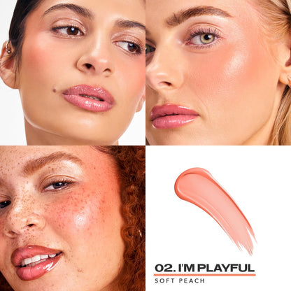 Sacheu Cheek STAY-N Liquid Blush for Cheeks — High Pigment, Buildable, Lightweight Cream Blush for Dewy & Radiant Flushed Cheeks — Long-lasting & Cruelty Free, I'm Playful - dailyvitalstore