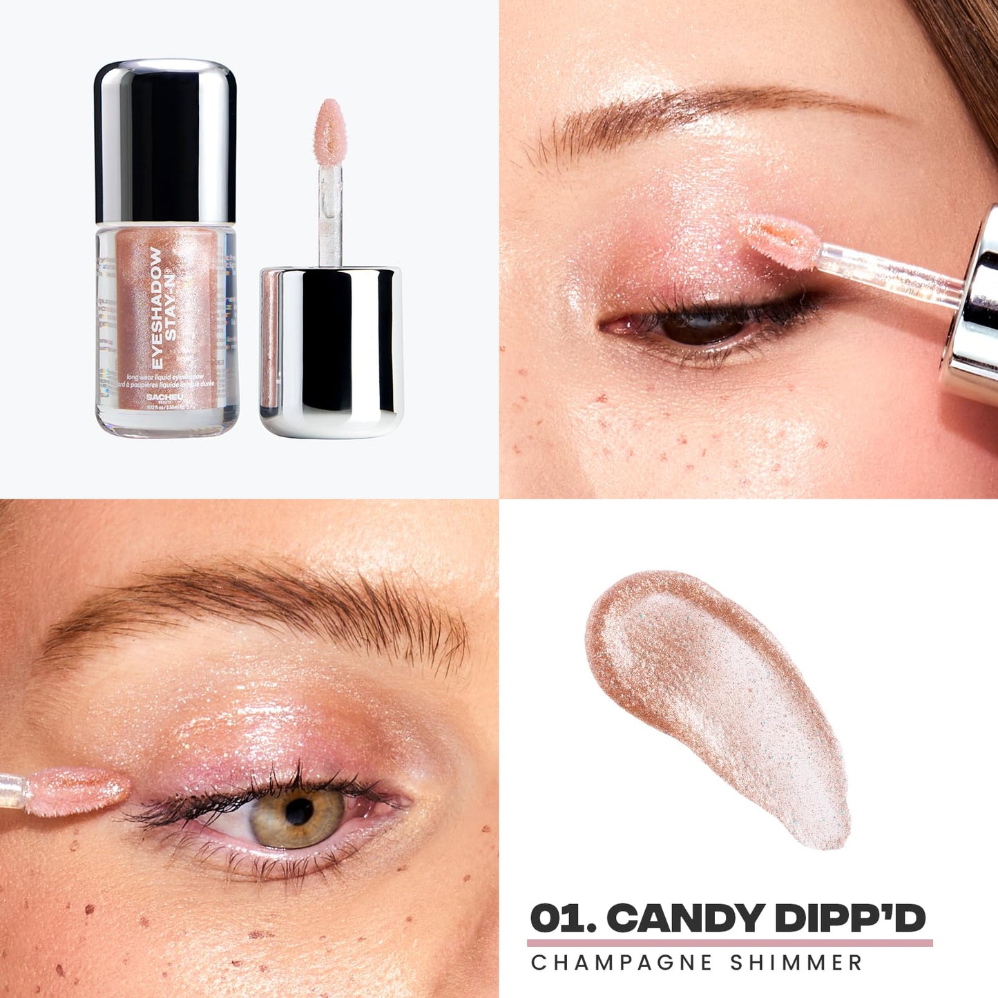 Sacheu Liquid Eyeshadow STAY-N Longwear Eye Makeup — Buildable Highly Pigmented & Blendable Eye Shadow Cream in Matte & Shimmer Finishes, Candy Dipp’d - dailyvitalstore