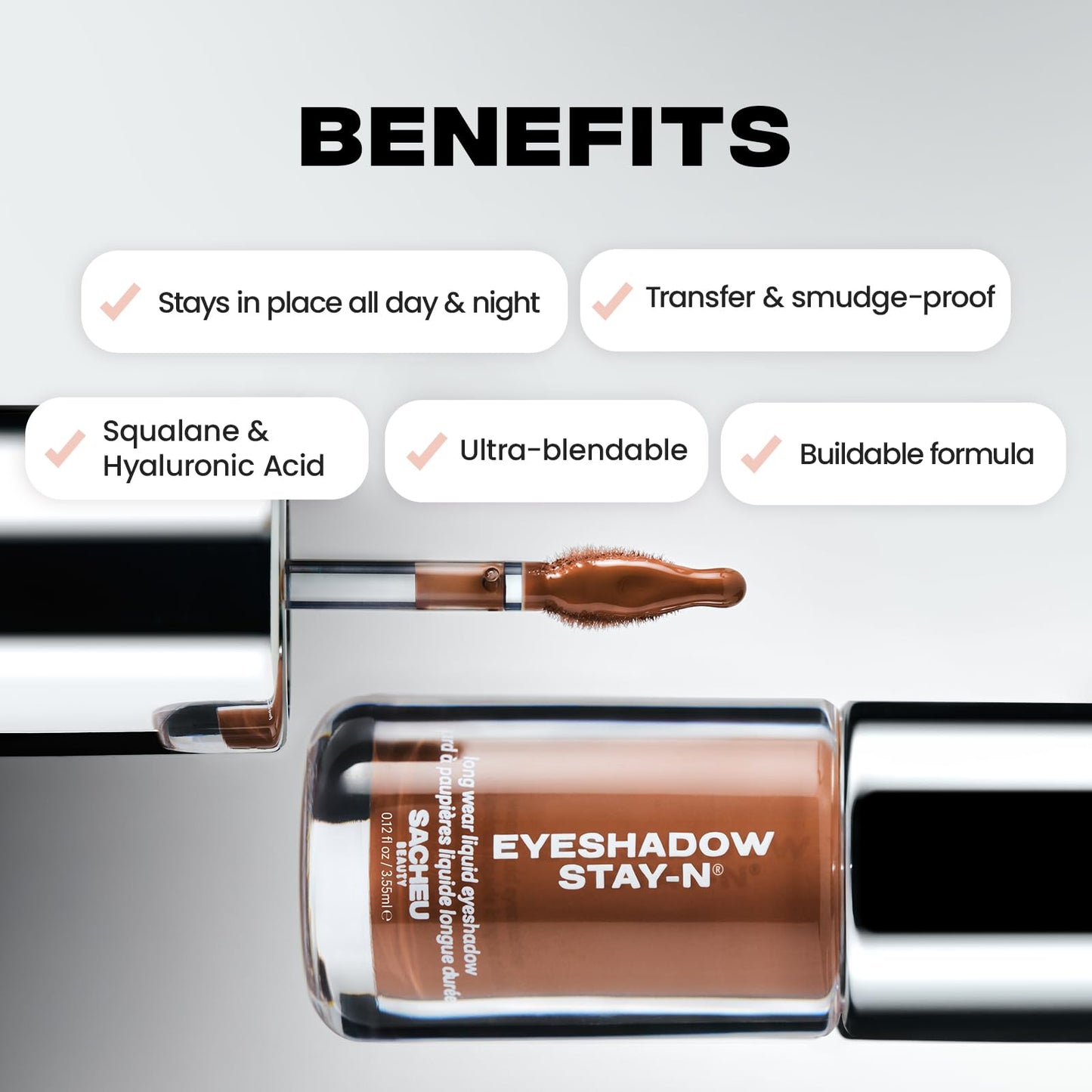 Sacheu Liquid Eyeshadow STAY-N Longwear Eye Makeup — Buildable Highly Pigmented & Blendable Eye Shadow Cream in Matte & Shimmer Finishes, Candy Dipp’d - dailyvitalstore