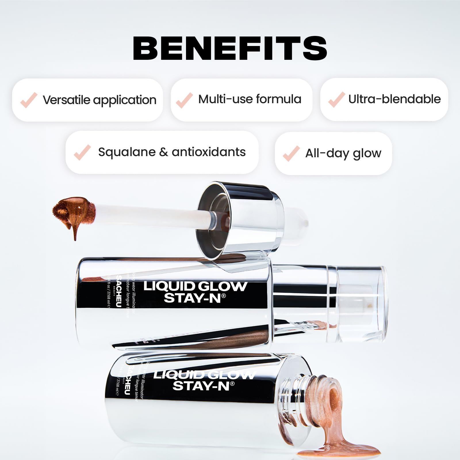 Sacheu Liquid Glow STAY-N Liquid Highlighter & Illuminator Makeup — 30ml Long Lasting Luminous Glow Lightweight Dewy Finish, Glow Getter - dailyvitalstore