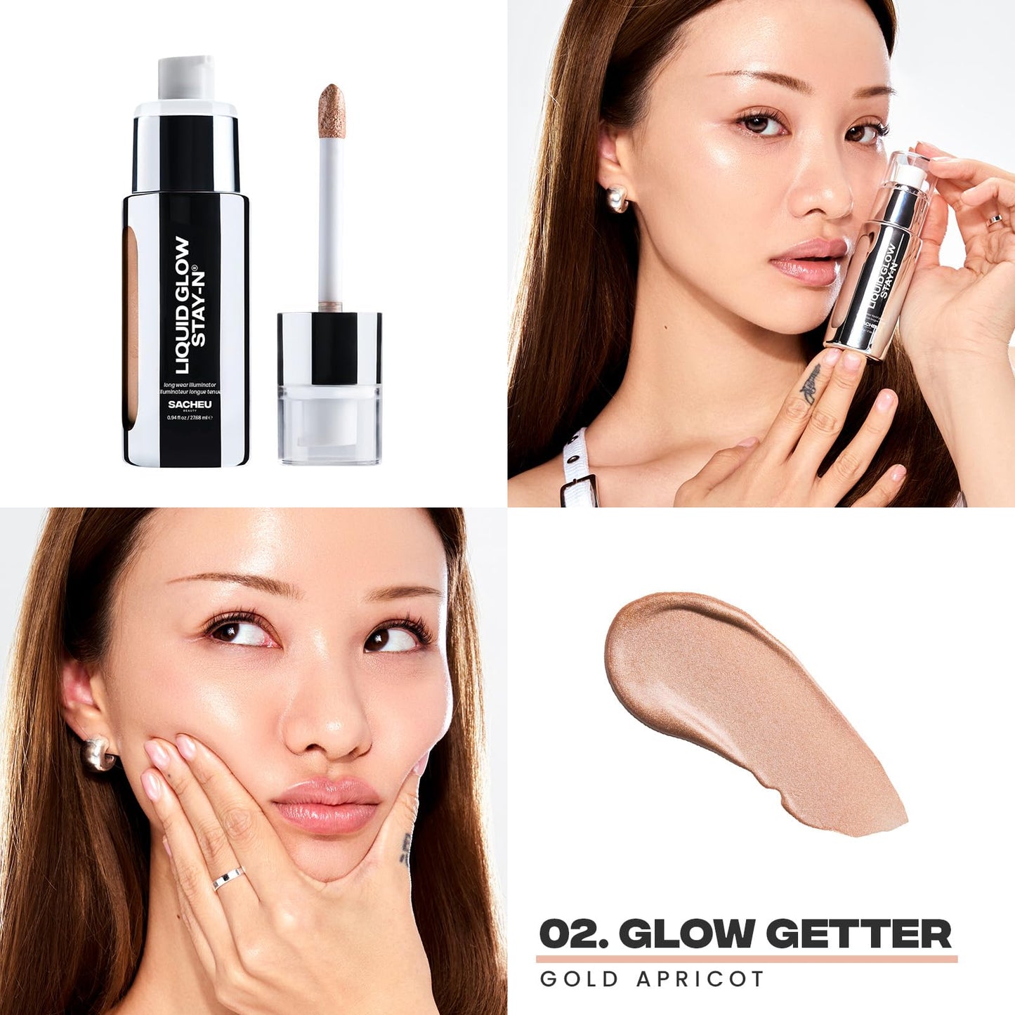 Sacheu Liquid Glow STAY-N Liquid Highlighter & Illuminator Makeup — 30ml Long Lasting Luminous Glow Lightweight Dewy Finish, Glow Getter - dailyvitalstore