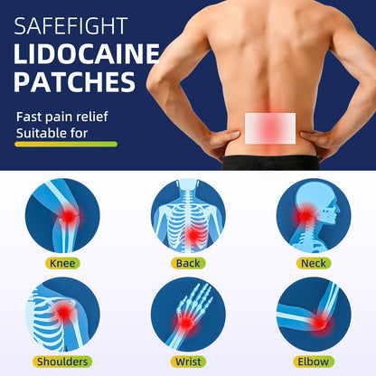 SafeFight 4% Lidocaine Pain Relief Patches 32 Count - Maximum Strength Relief for Back, Neck, Shoulder, Joint & Muscle Pain, Add Menthol, 12 Hour Long Lasting Relief Pains - dailyvitalstore