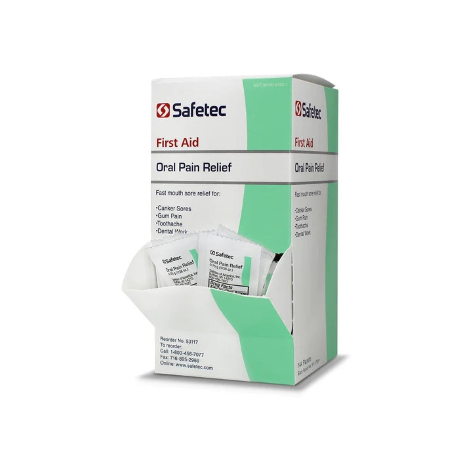 Safetec Oral Pain Relief, .75 g Packets, Box of 144 - dailyvitalstore