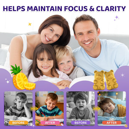 Saffron Gummies for Kids & Adults, 20-in-1 Saffron Supplements with 88.5mg Saffron Extract, B6, B12, C, D3, Magnesium for Calm, Focus, Nerve, Sugar Free, Vegan, Non-GMO - Pineapple Flavor, 60 Counts - dailyvitalstore