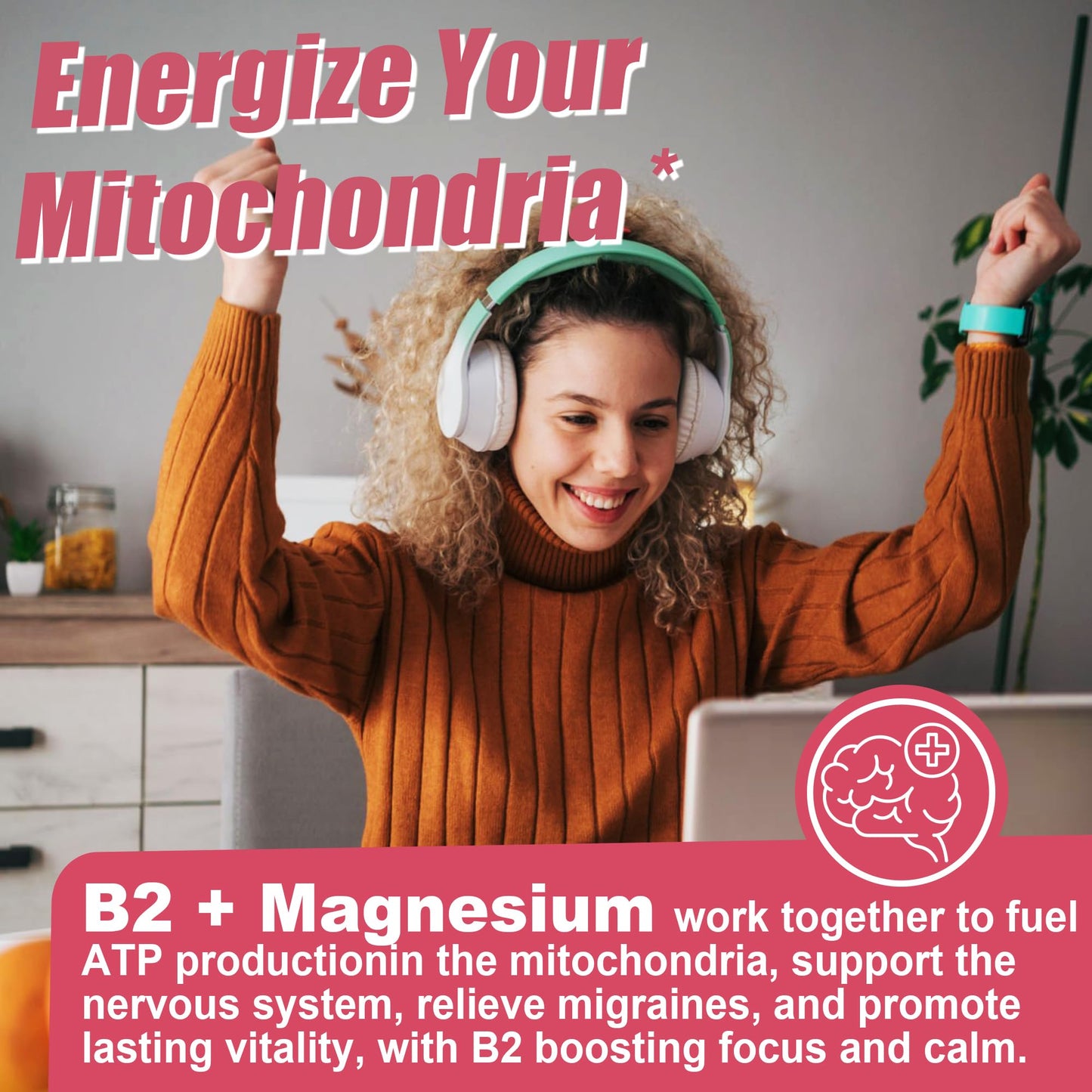 Safgumjel Vitamin B2 Gummies | Riboflavin 400mg with Magnesium & CoQ10 for Migraine Relief & Headache Relief | Sugar Free, Vegan, Strawberry Flavor, 60 Count - dailyvitalstore