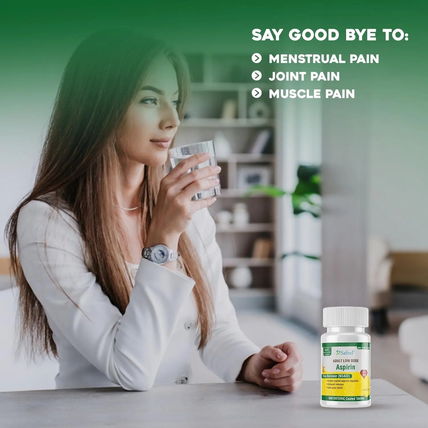 Safrel Generic Bayer Baby Aspirin 81 mg (500 Enteric Coated Tablets) | Adult Low Dose Strength Safe Pain Reliever (NSAID) for Minor Aches | Value Pack - dailyvitalstore