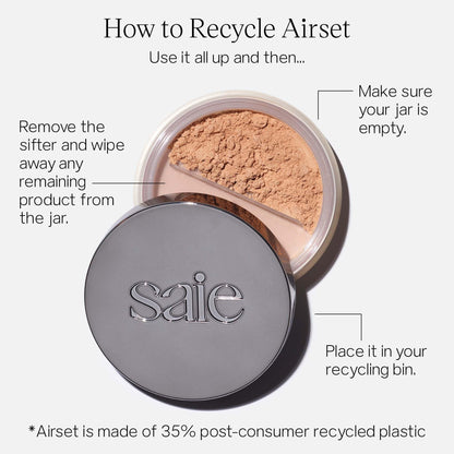 Saie Airset Radiant Loose Setting Powder - Weightless Face Powder to Set, Smooth + Diffuse Face Makeup - Formulated with Hydrating Squalane - Translucent (0.14 oz) - dailyvitalstore
