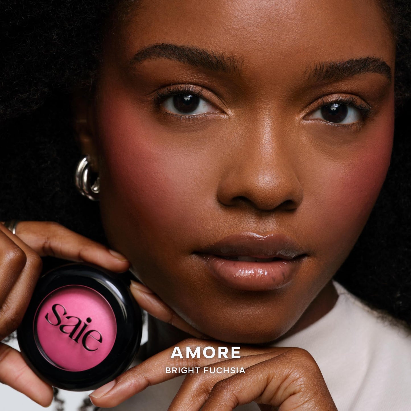 Saie Blush & Brush Duo - SuperSuede Baked Blush in Amore (.01 oz) & Powder Blush Brush - Talc-Free, Moisturizing Blush with Vegan, Fluffy Brush for Seamless Application - dailyvitalstore