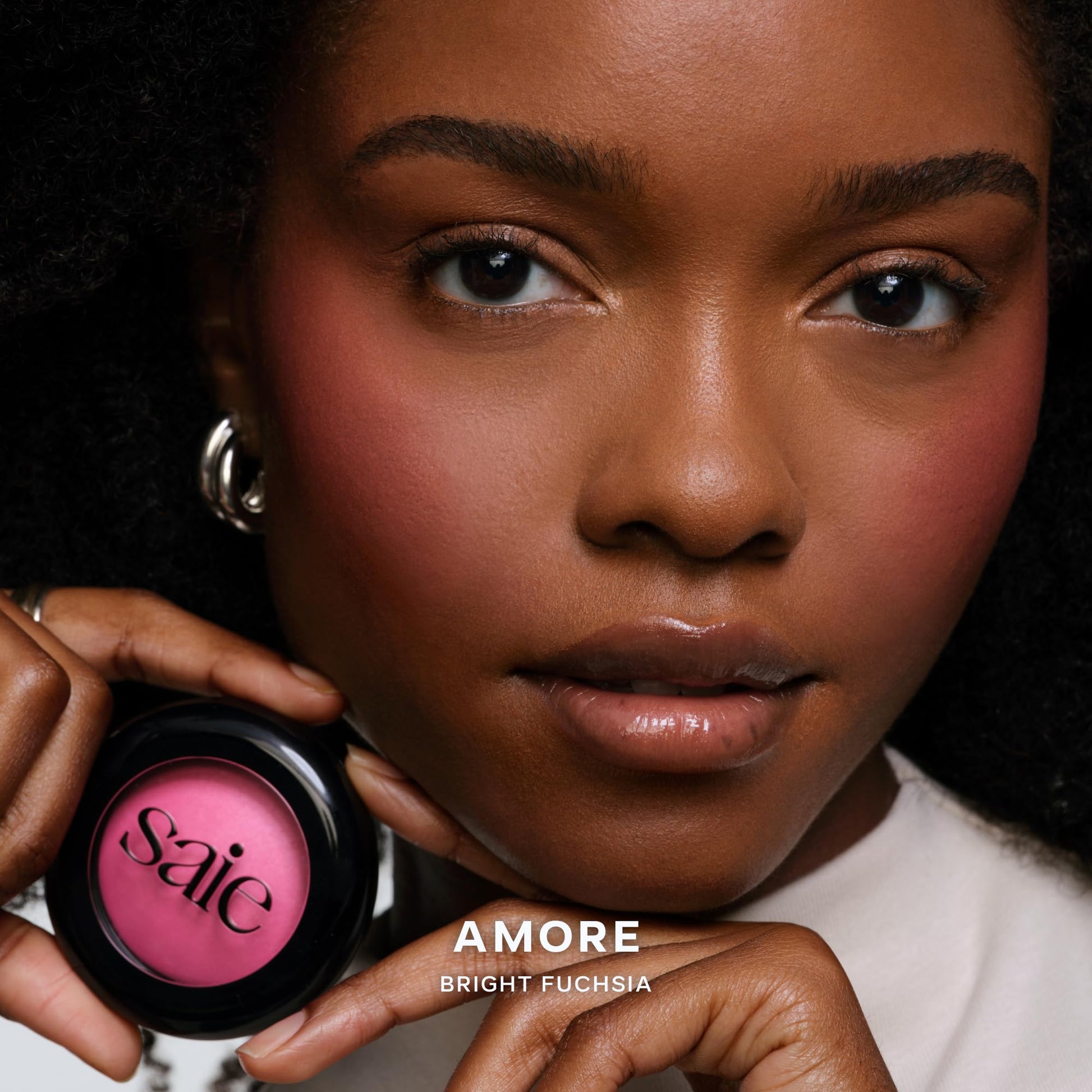 Saie Blush & Brush Duo - SuperSuede Baked Blush in Amore (.01 oz) & Powder Blush Brush - Talc-Free, Moisturizing Blush with Vegan, Fluffy Brush for Seamless Application - dailyvitalstore