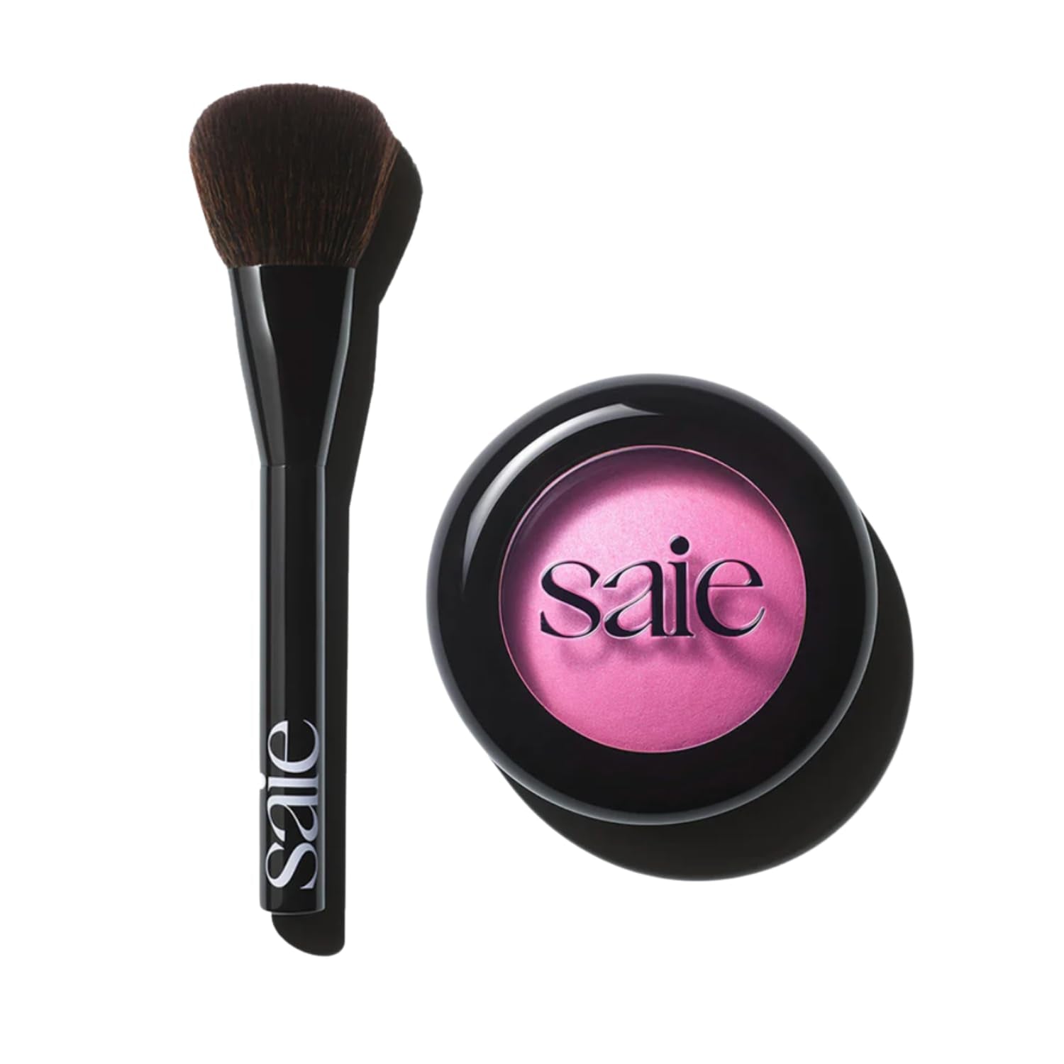 Saie Blush & Brush Duo - SuperSuede Baked Blush in Bella (.01 oz) & Powder Blush Brush - Talc-Free, Moisturizing Blush with Vegan, Fluffy Brush for Seamless Application - dailyvitalstore